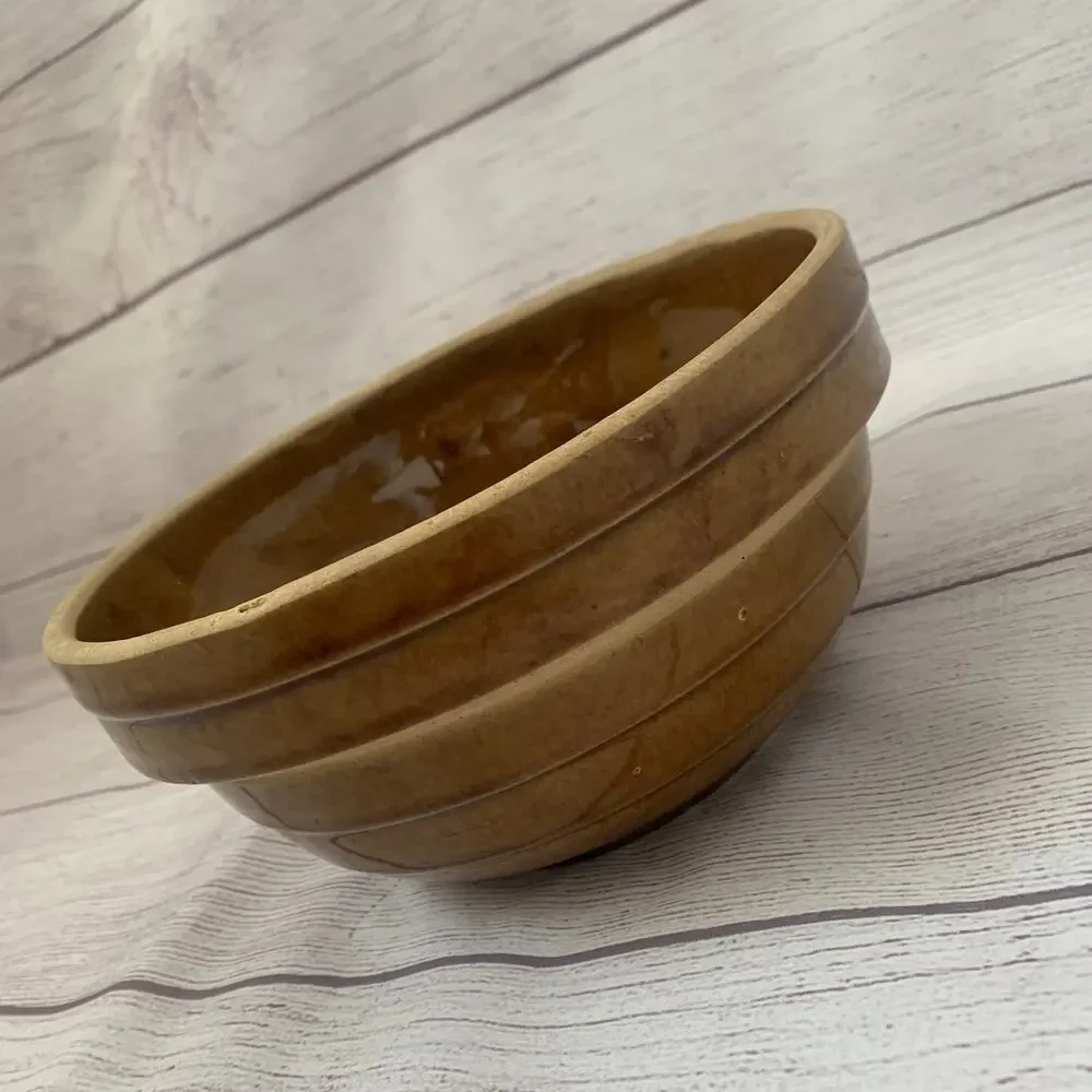 Vintage Brown Stoneware Beehive Mixing Bowl USA 8